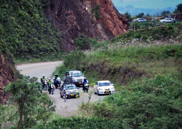 Jose Rujano (Loteria de Boyaca) climbs all alone.
