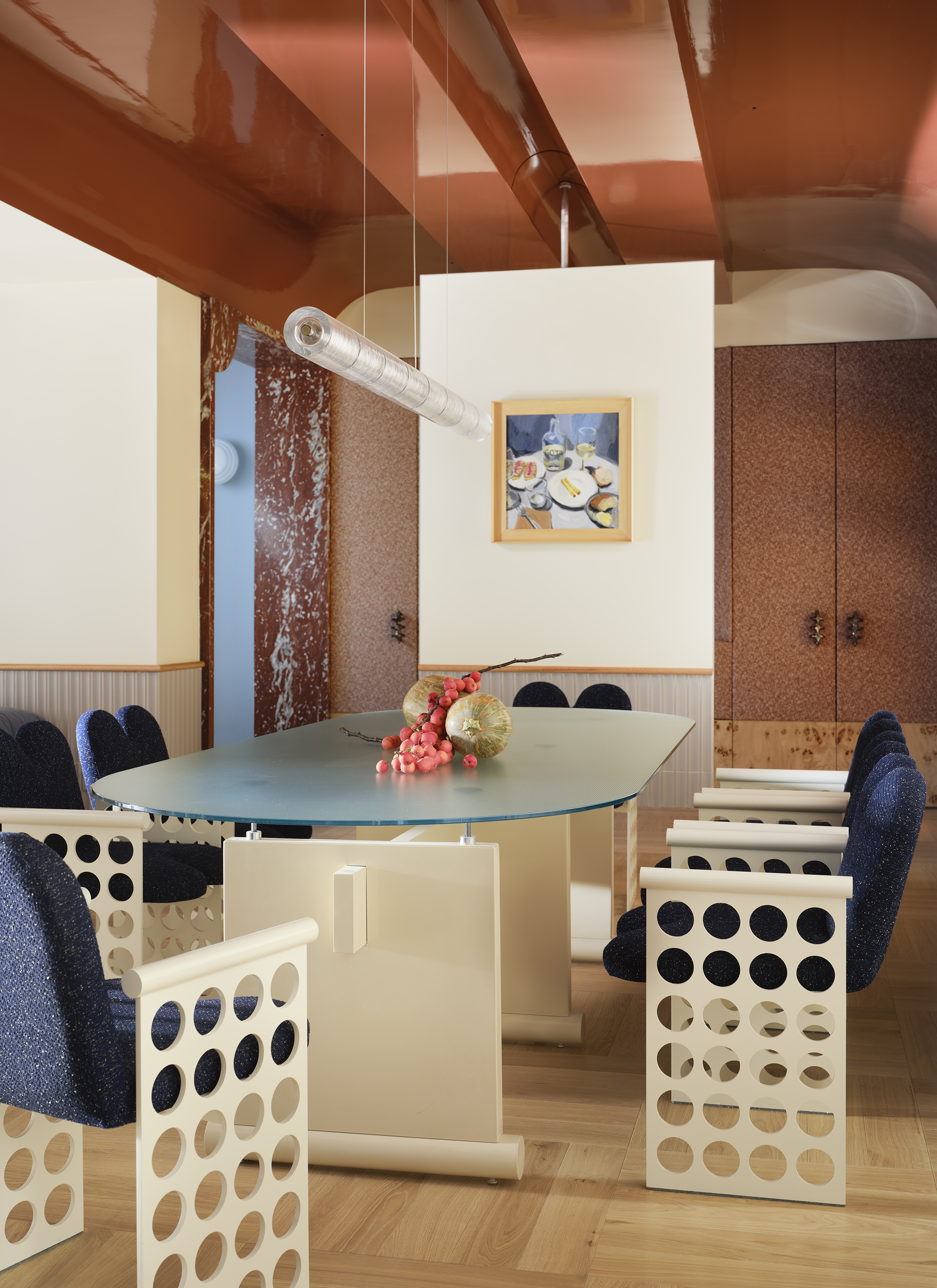 contemporary dining table and chair set in dining room