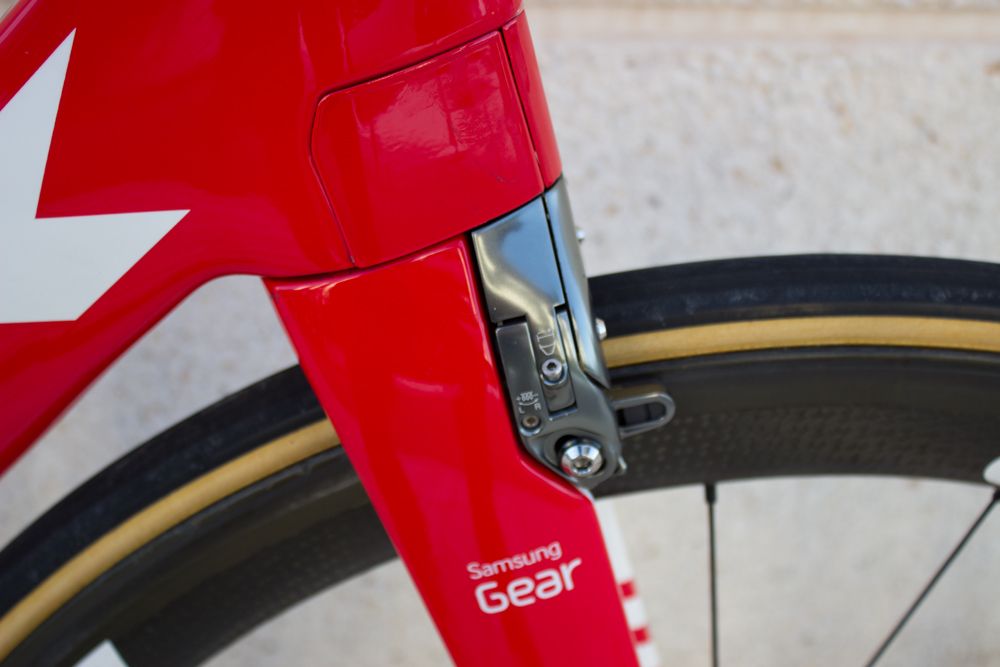 The front end of the Madone is designed to cut faster through the wind