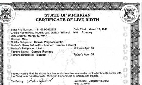 Some extremists falsely claim that Mitt Romney&amp;#039;s Michigan birth certificate is a fake.