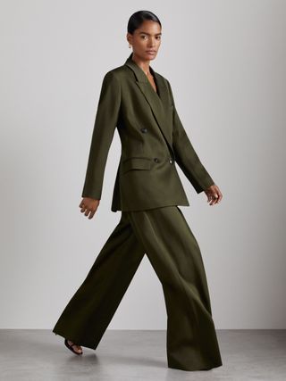 Simone Atelier Double-Breasted Crepe Suit Jacket