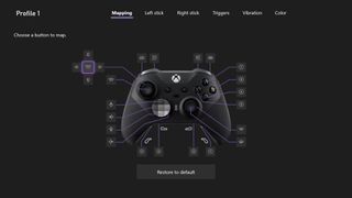 Screenshots from Xbox accessories app showing ability to change settings on Xbox controller