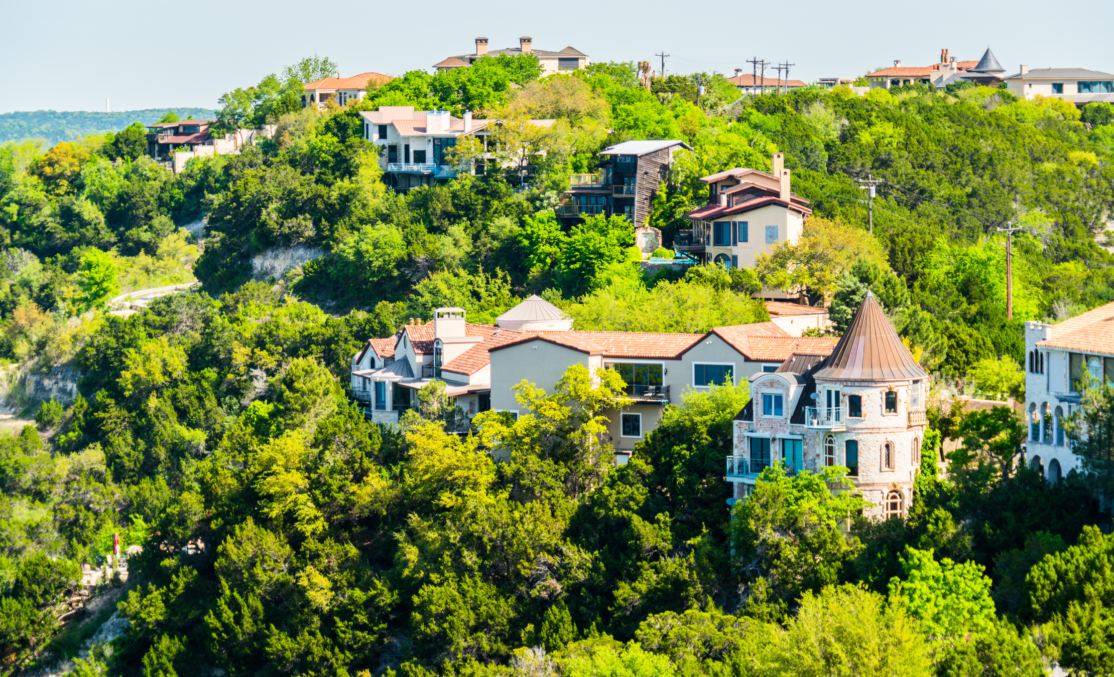 Mansions and hill top homes in Austin - West Lake