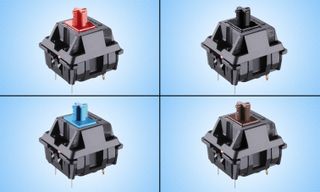 MX switches from top-left clockwise: Red, Black, Brown and Blue