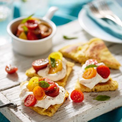 Chickpea Pancakes with Ricotta and Tomato