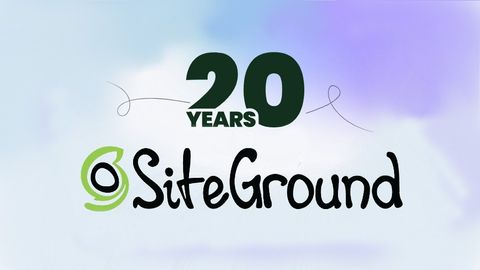 SiteGround logo on colourful background