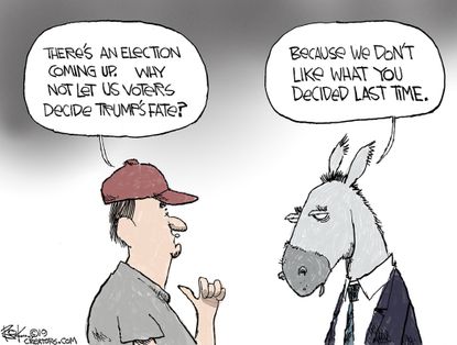 Political Cartoon U.S. Voters Deciding Trump's Fate