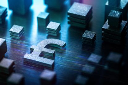 GBP symbol on technology background to illustrate Software Circle