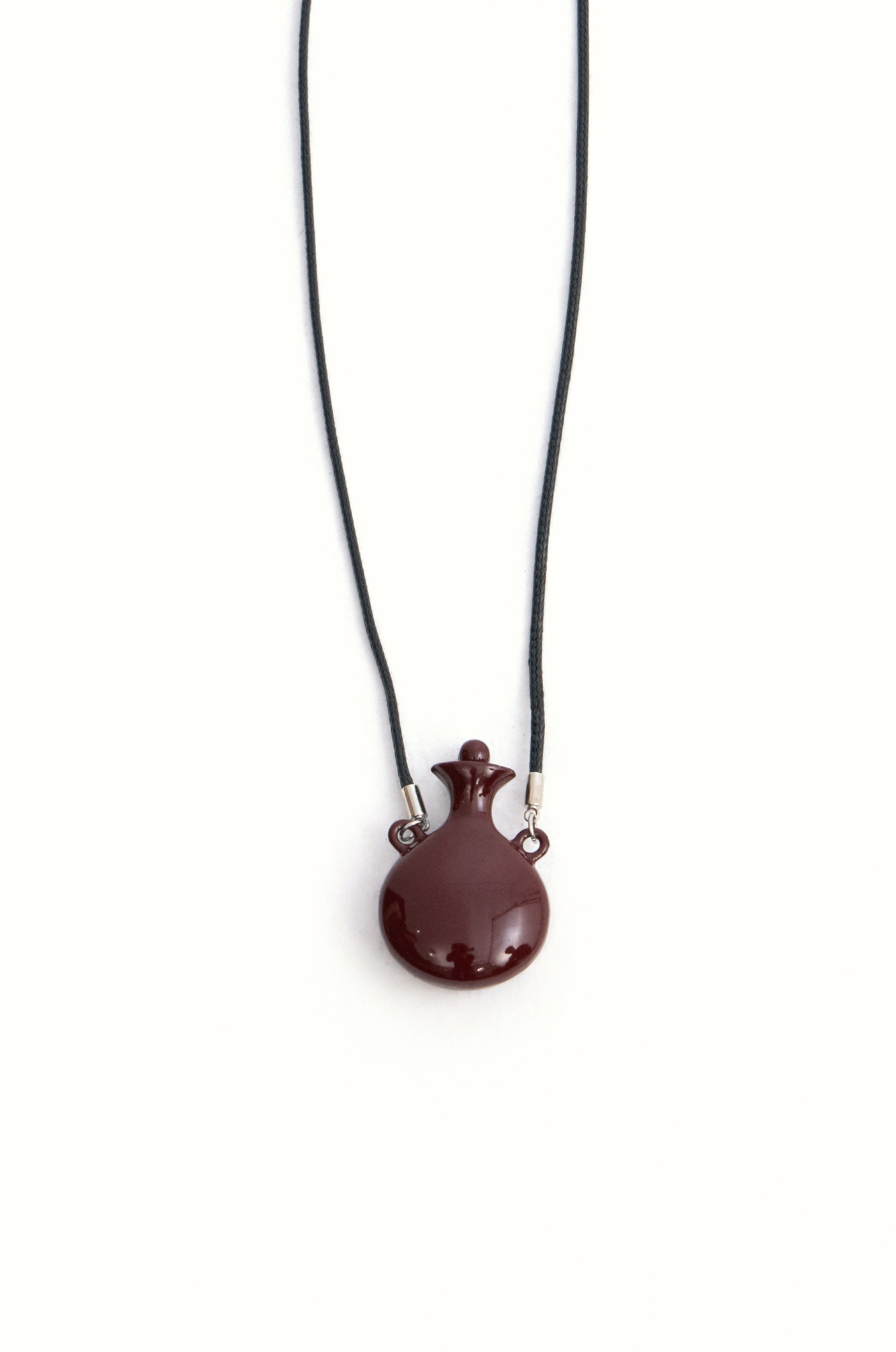 Flask-Shaped Pendant Necklace Burgundy