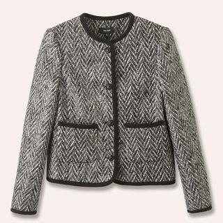 Metallic Tweed Bracelet Sleeve Crop Jacket 