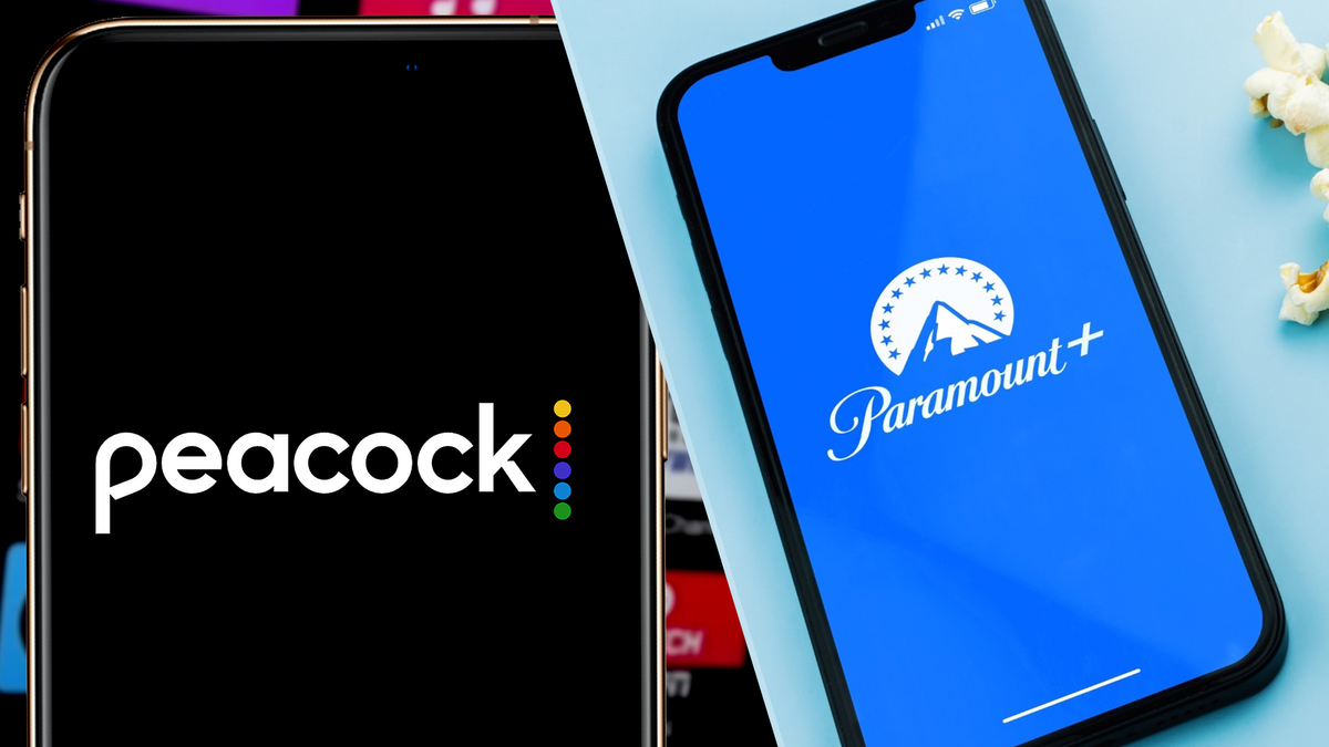 Peacock and Paramount Plus logos side by side