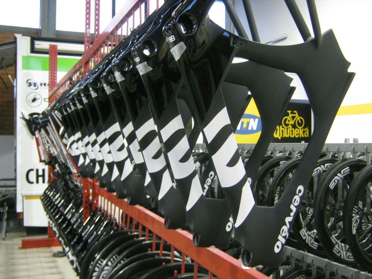 Racks of new Cervelo time trial bikes will be built up for the 2016 season