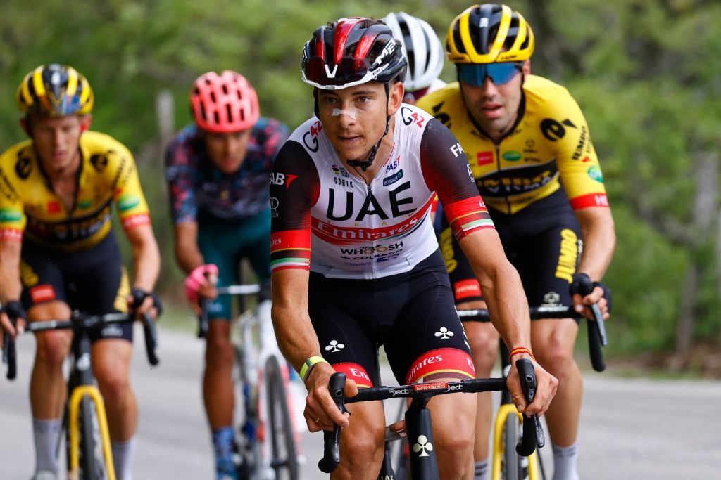 Team UAE Emirates Italian rider Davide Formolo rides during a 7men breakaway in the 7th stage of the Giro dItalia 2022 cycling race 196 kilometers between Diamante and Potenza southwestern Italy Photo by Luca Bettini AFP Photo by LUCA BETTINIAFP via Getty Images
