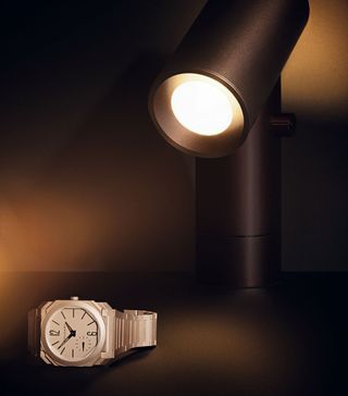 Bulgari ‘Octo Finissimo Automatic’ watch and ‘Beam’ lamp, by Tom Chung, for Muuto