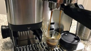 Ninja ES601 Luxe Café Premier Series 3-in-1 Espresso Machine being tested in writer's home