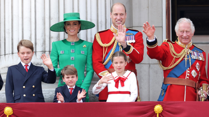 Members of the royal family gather on the Buckingham Palace balcony to watch the annual Trooping the Colour parade in 2016