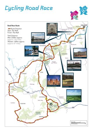 London 2012 Olympic Games cycling road race map