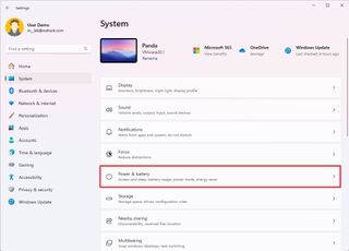 Open Power settings