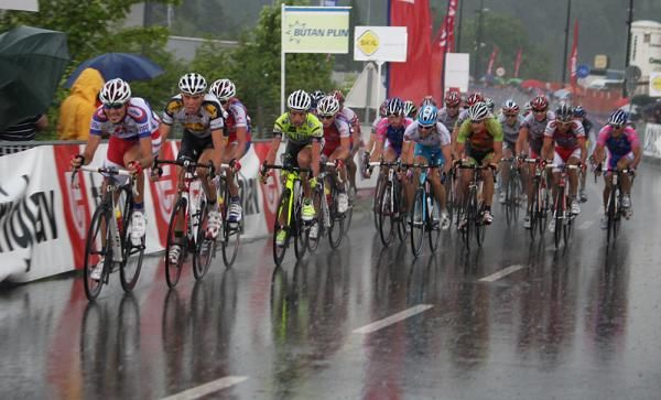The skies opened up, making for a dicey sprint.