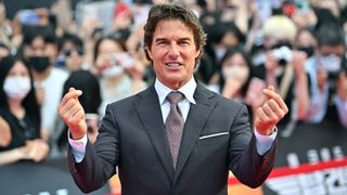 Tom Cruise attends a red carpet event for the film 'Top Gun: Maverick'