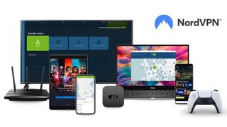 NordVPN securing multiple devices such as desktop, mobile, routers, and game consoles