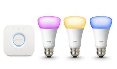 best philips hue starter kits deals, Hue bridge and bulb shown against a white background