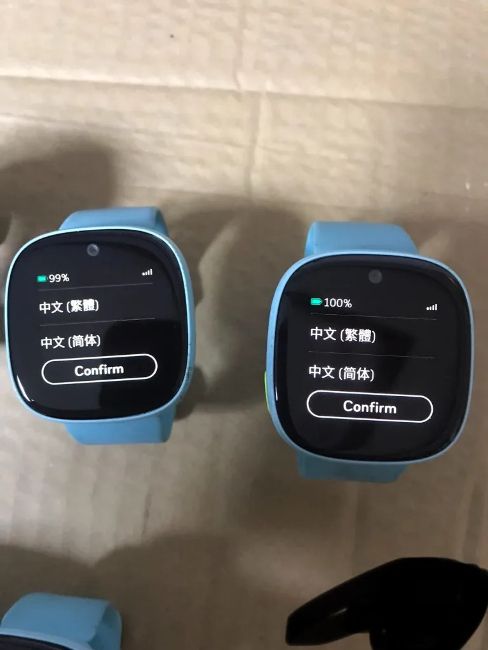 Leaked image of a blue kids' Fitbit smartwatch