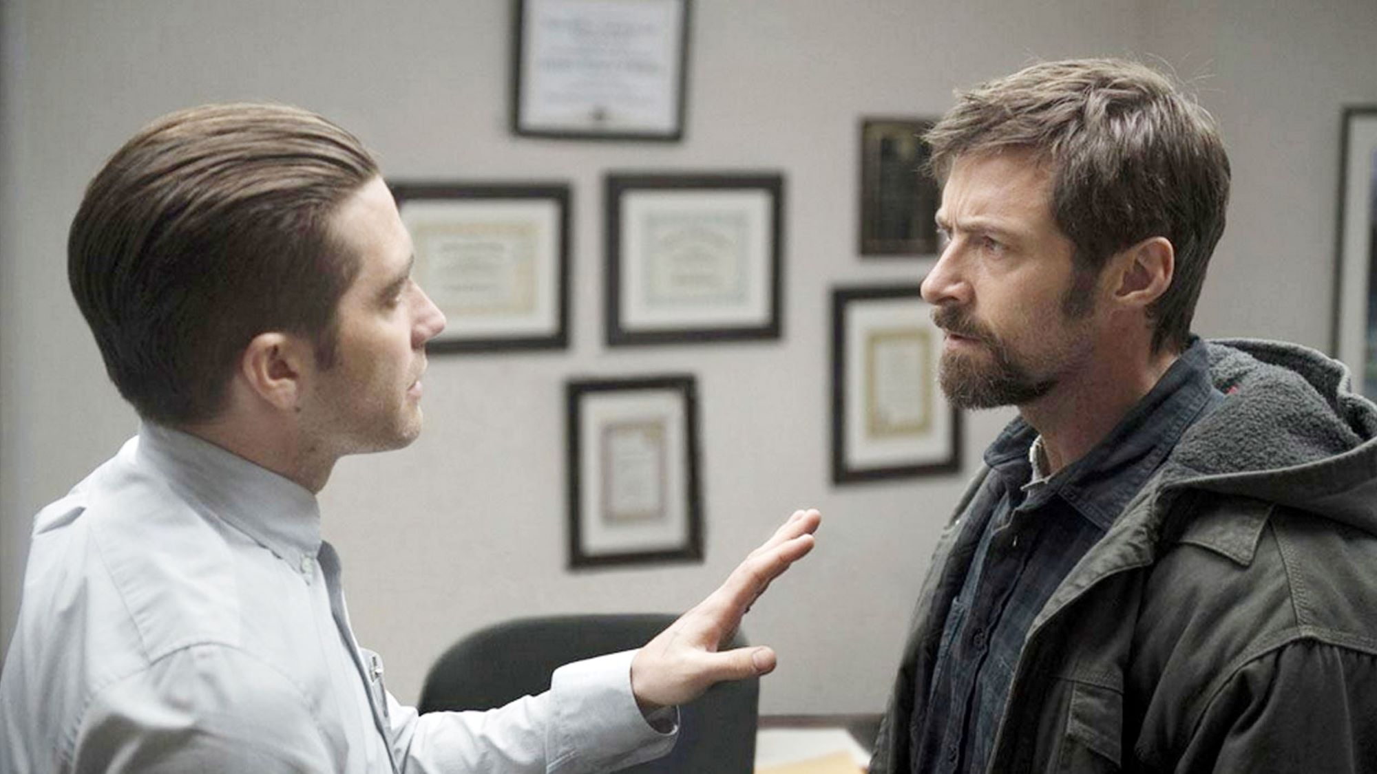 Jake Gyllenhaal and Hugh Jackman in Prisoners