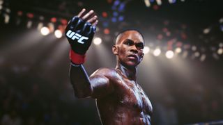 Promotional screenshot of an MMA fighter challenging opponents in EA Sports UFC 5.