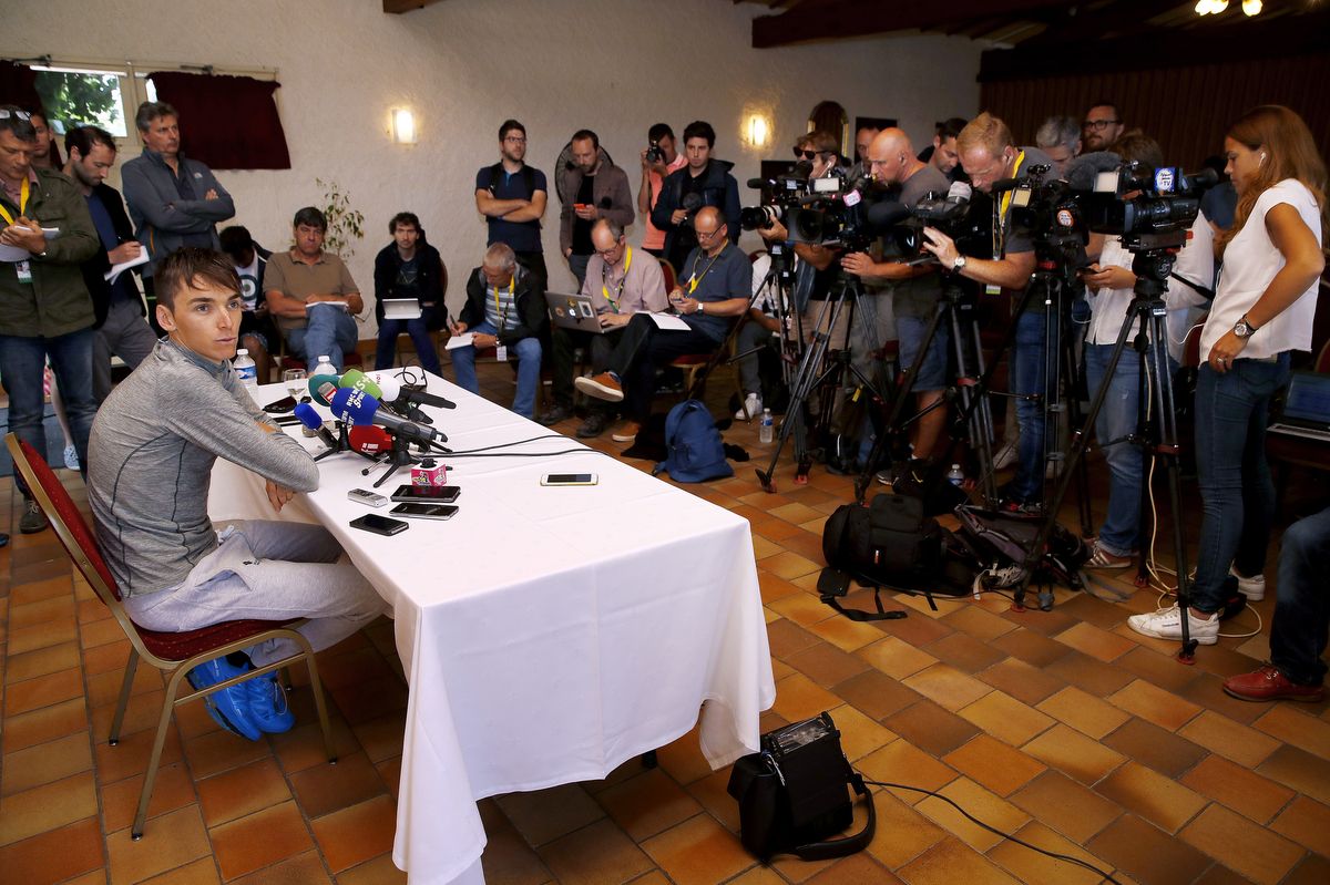 Plenty of attention for AG2R-La Mondiale's Romain Bardet during the rest day 1 press conference
