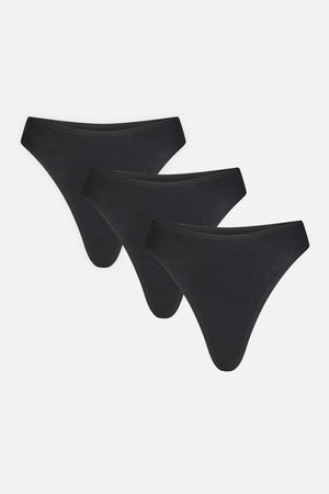 Cloud Cotton Thong in Black (pack)