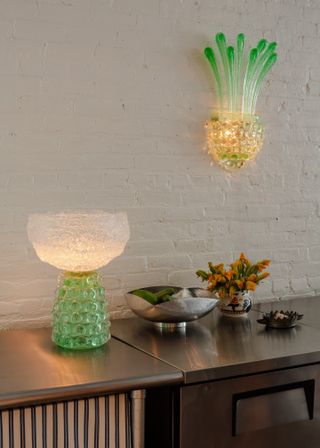 Murano glass lighting and objects in a Tribeca loft
