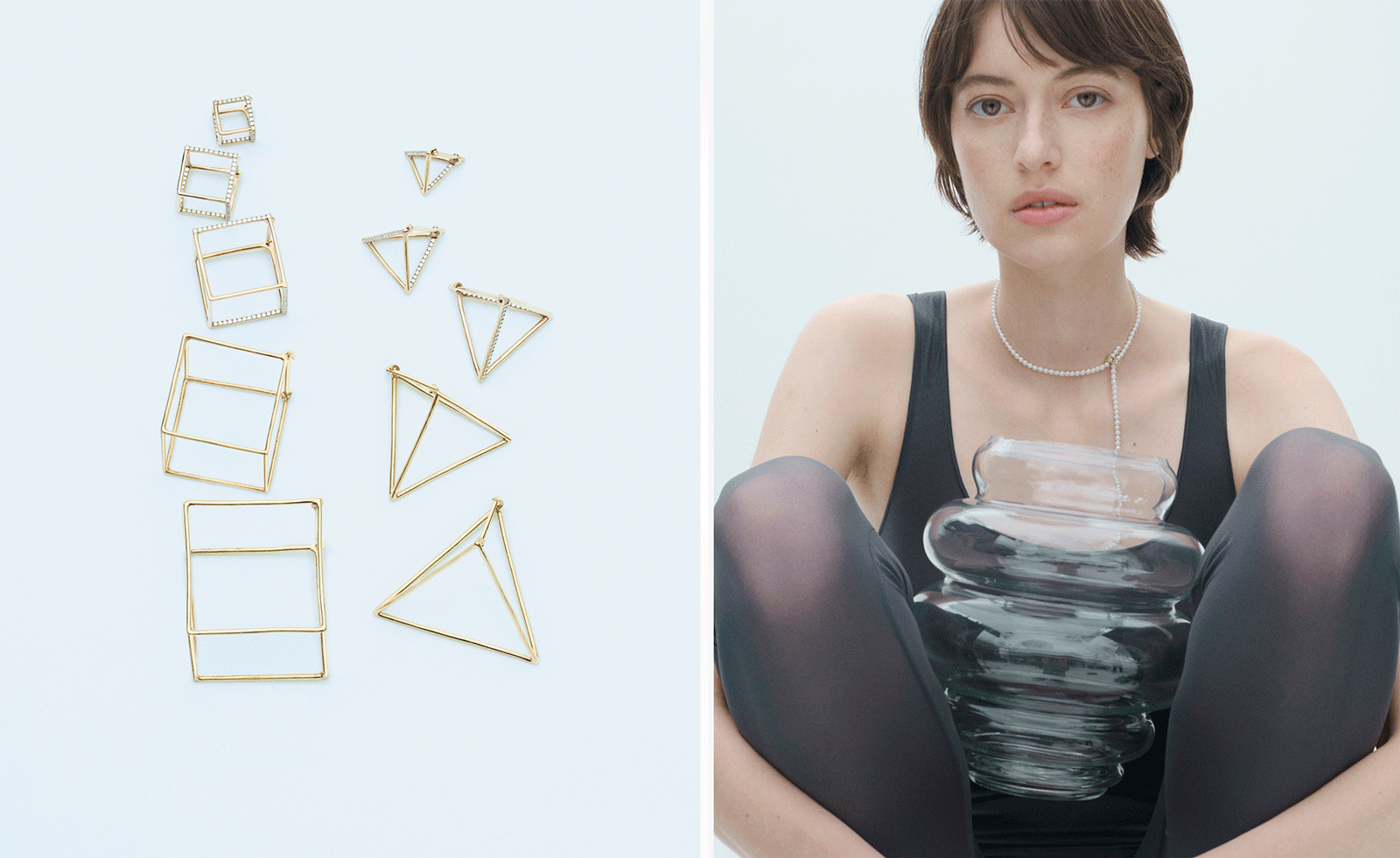 gold, geometric jewellery pieces