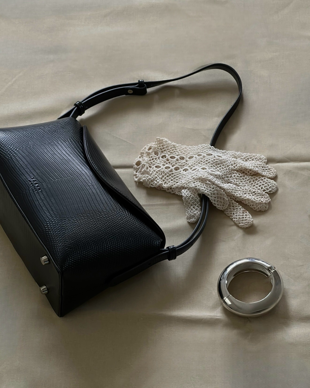 Black Freya vegan leather bag.