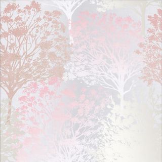 pink, blush and cream metallic tree wallpaper