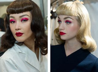 Classic hairstyles with short fringe and bold make-up