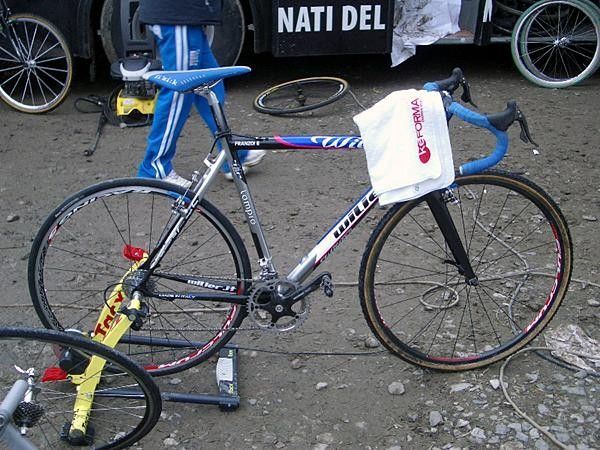 Bronze medalist Enrico Franzoi's Wilier Triestina awaits a warm up.