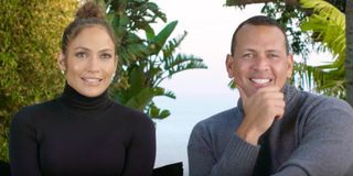 Jennifer Lopez and Alex Rodriguez smile during interview