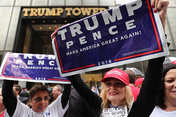 Women rally outside Trump Tower after release of 2005 lewd audio.