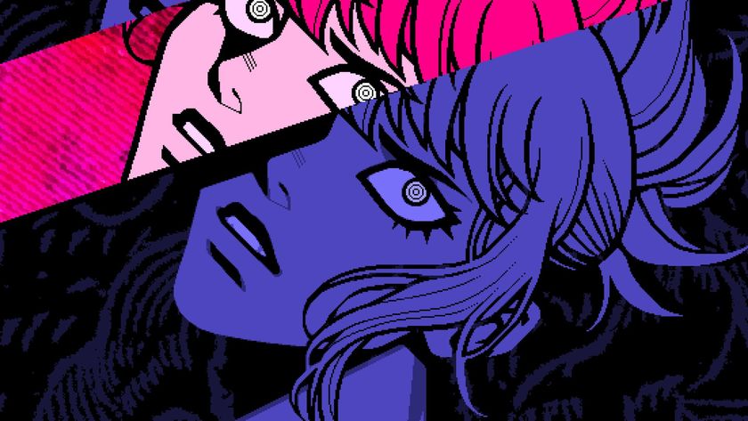 A woman&#039;s face is presented in slices alternating dark and light