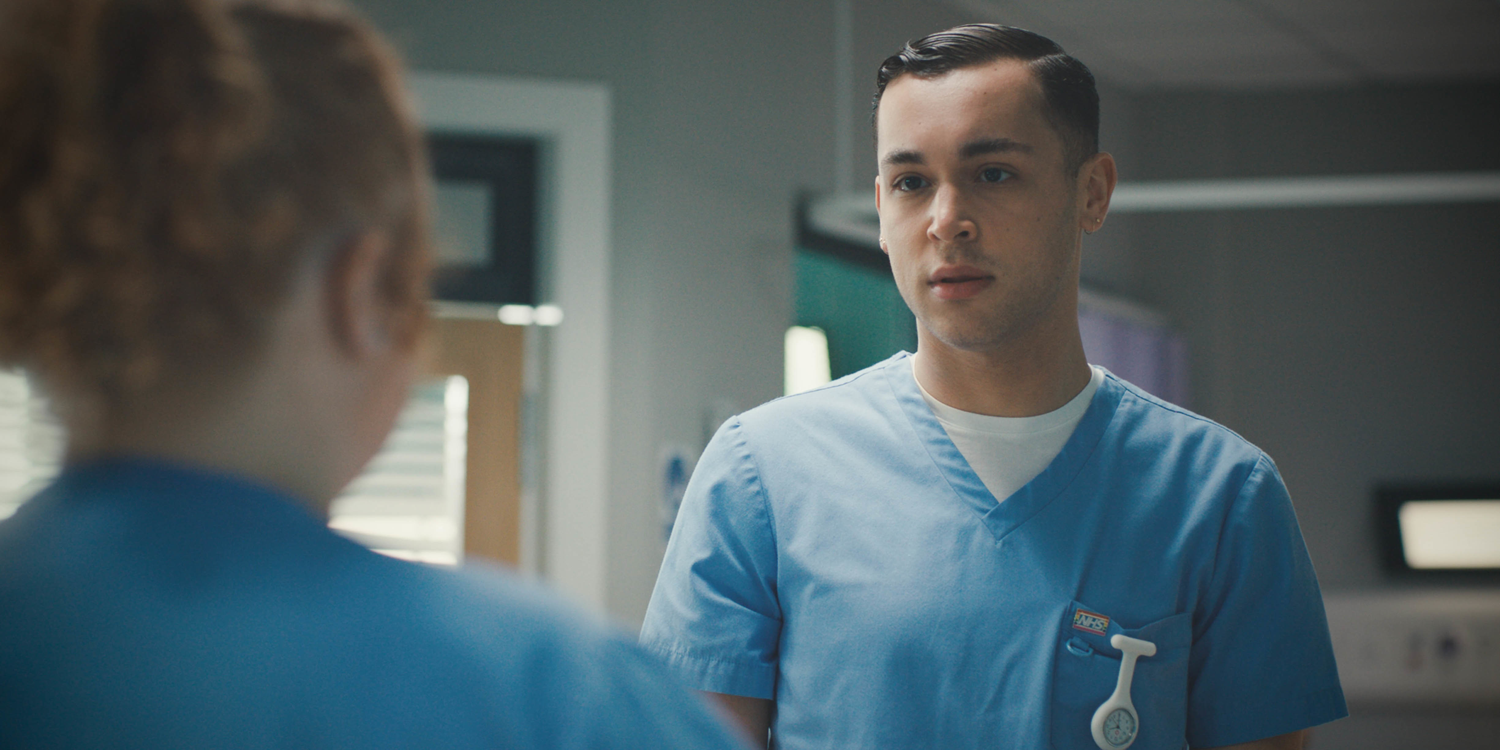 Robyn (AMANDA HENDERSON) and Marty Kirkby (SHAHEEN JAFARGHOLI) in Casualty