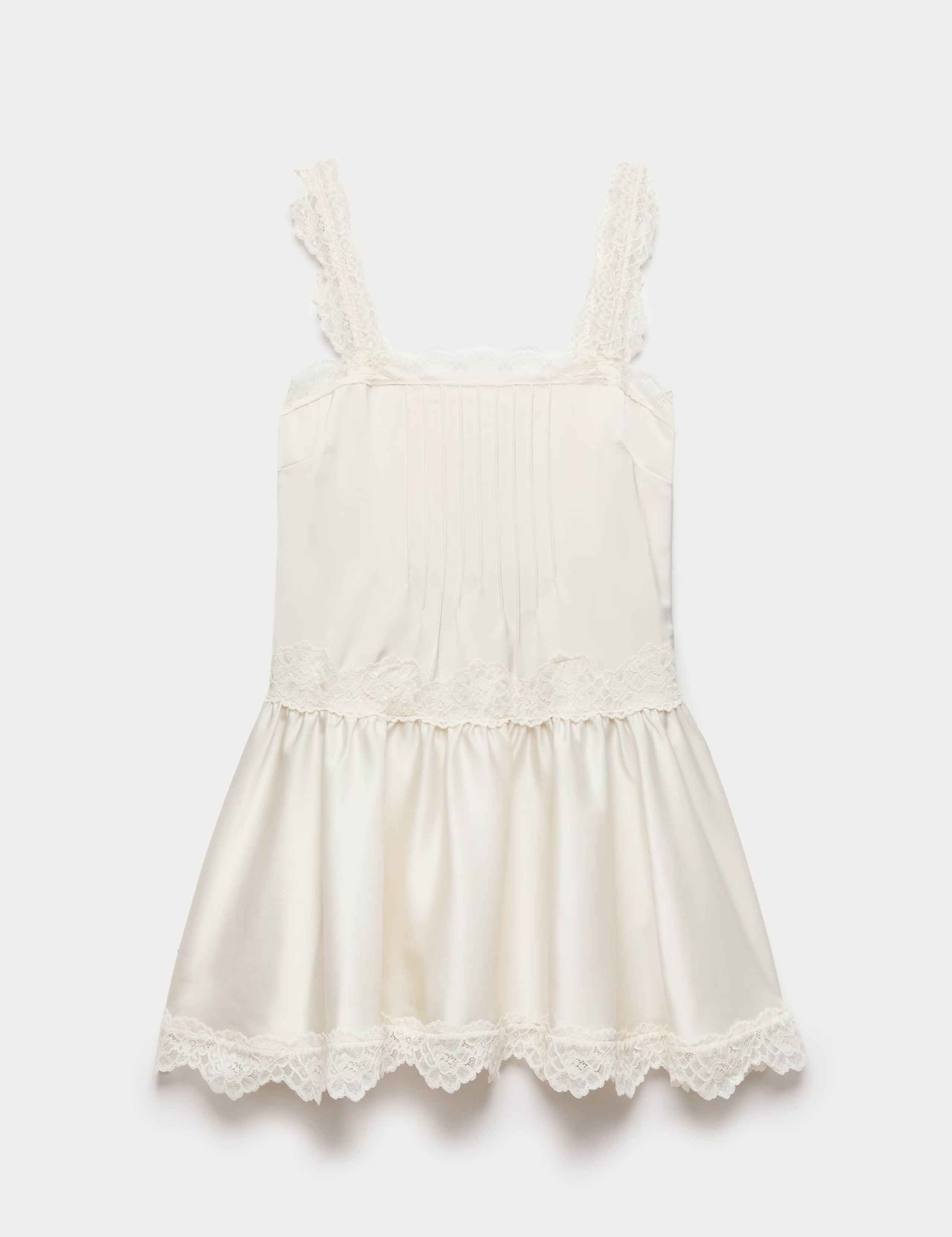 Satin Lace Insert Mini Skater Dress