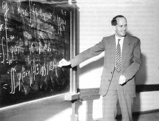 Laurent Schwartz at the blackboard.