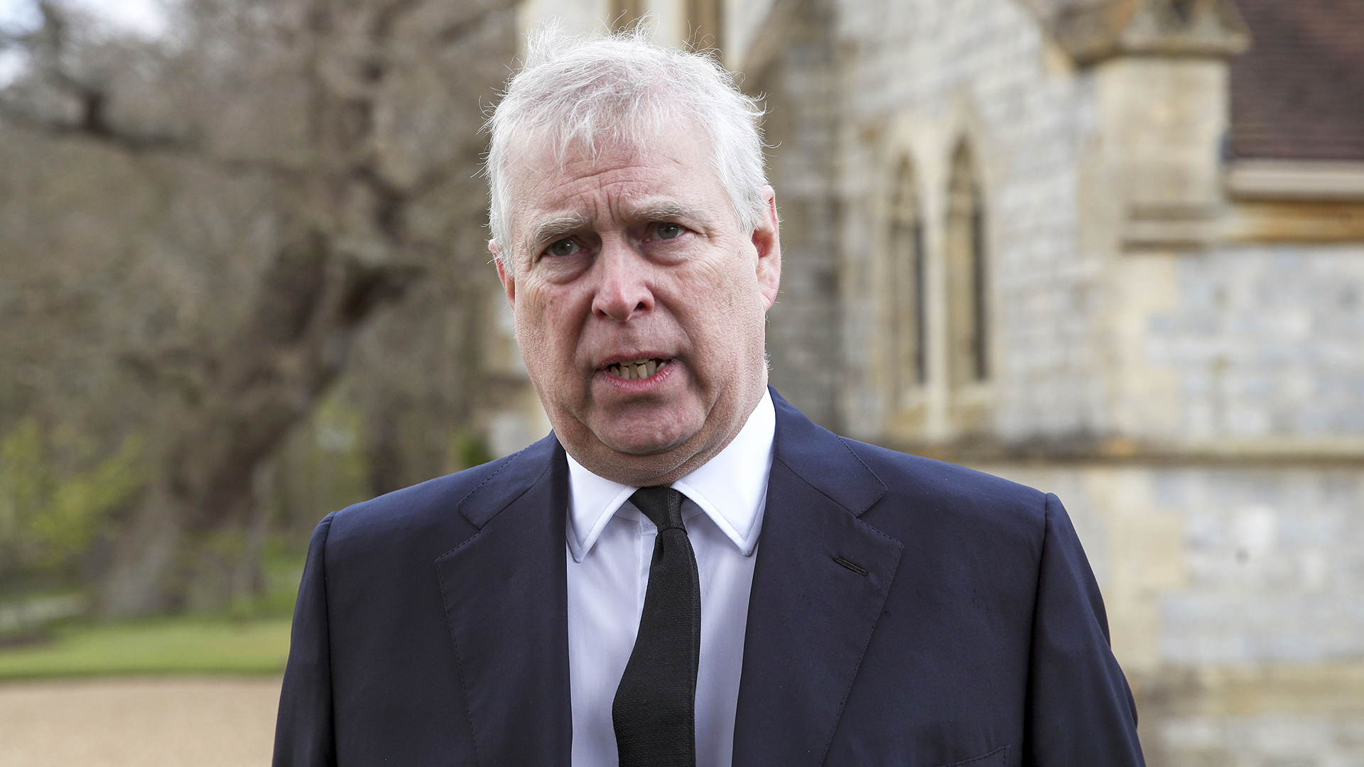 WINDSOR, ENGLAND - APRIL 11: Prince Andrew, Duke of York, attends the Sunday Service at the Royal Chapel of All Saints, Windsor, following the announcement on Friday April 9th of the death of Prince Philip, Duke of Edinburgh, at the age of 99, on April 11, 2021 in Windsor, England. (Photo by Steve Parsons - WPA Pool/Getty Images)