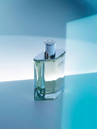Hermes H24 men's fragrance in diamond shaped glass bottle with silver cap