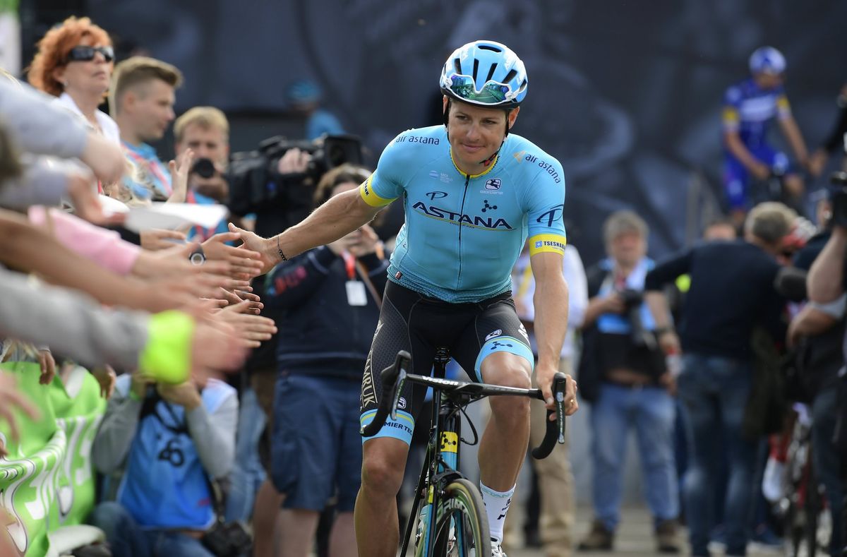 Jakob Fuglsang (Astana) ahead of Fleche Wallonne.
