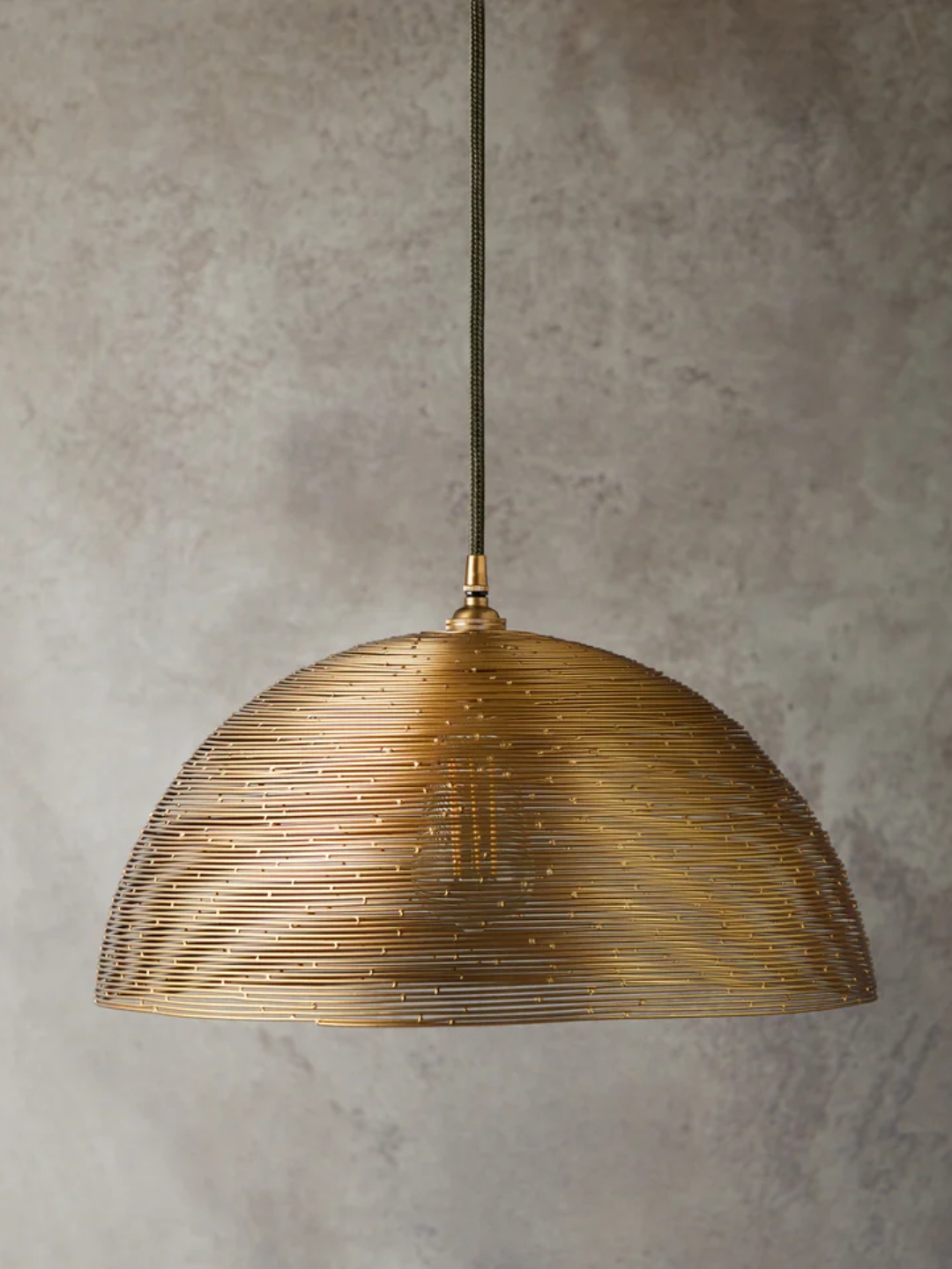 Pooky Lighting, Smaller Spangle Domed Pendant in Antique Brass