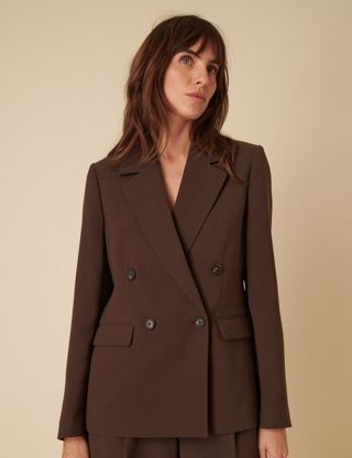 Chocolate Brown Double Breasted Relaxed Blazer