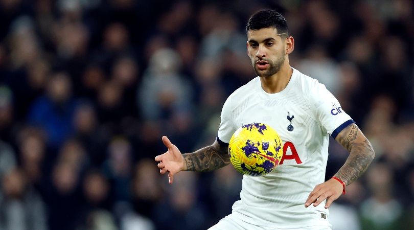 Cristian Romero in action for Tottenham against West Ham in December 2023.