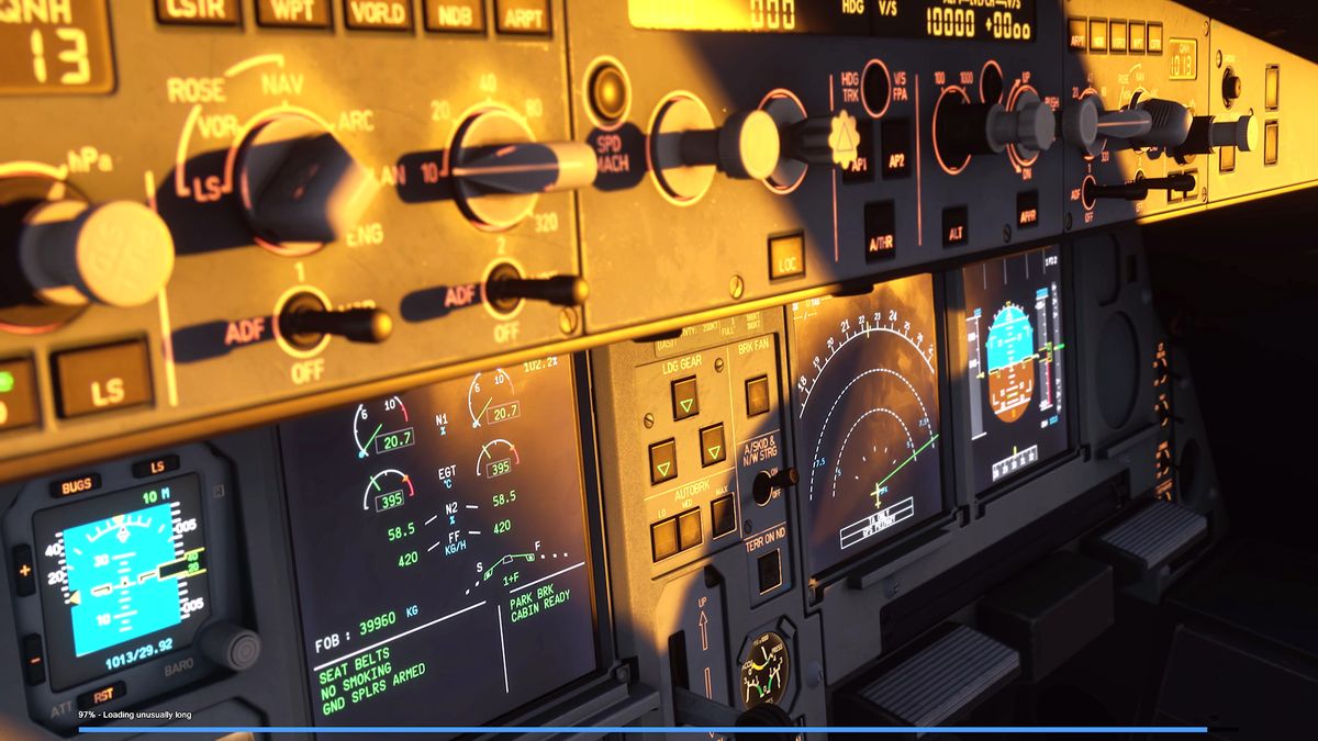 Microsoft Flight Simulator 2024 displaying &#039;loading unusually long&#039; message